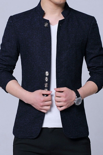 Men's Casual Suit Jacket Heathered Lapel Collar Button Closure Regular Fit Suit Jacket