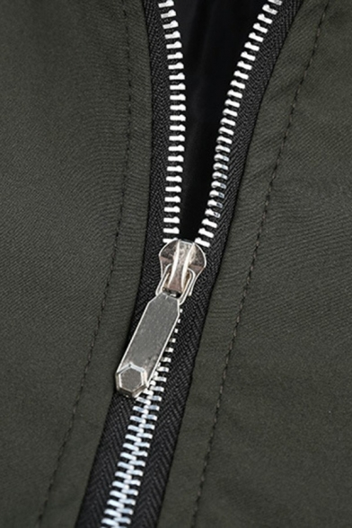 Guys Street Style Baseball Jacket Solid Pocket Zipper Regular Fitted Baseball Jacket