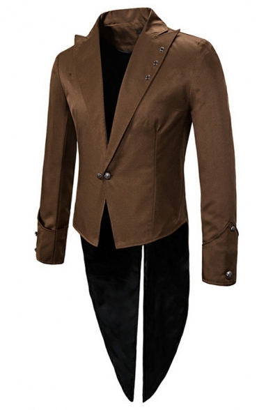 Mens Street Style Tuxedo Plain Lapel Collar Long Sleeve Skinny Single Button Suit Blazer