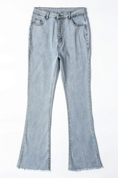Popular Womens Jeans Black Zip Closure High  Rise Bootcut Denim Pants