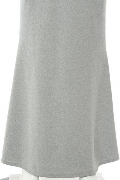 Modern Slip Dress Pure Color Spaghetti Straps Collar Sleeveless Skinny Dress for Girls