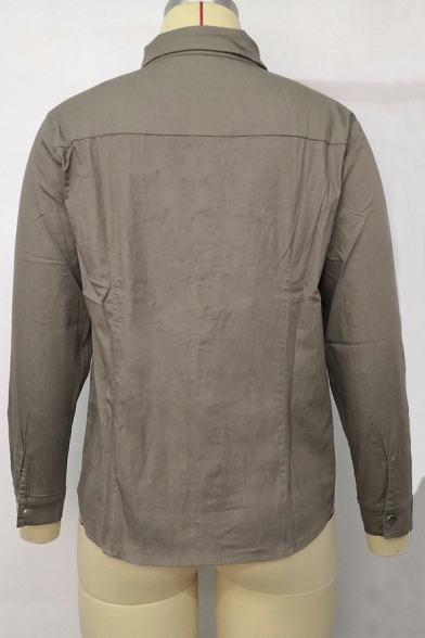 Vintage Thin Denim Jacket Turn Down Collar Button Closure Flap Pockets Slim Fit Denim Jacket for Women