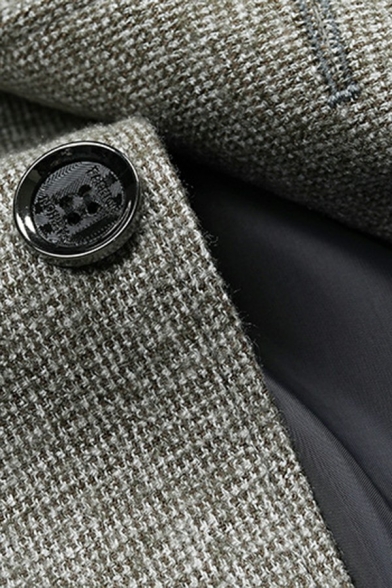 Trendy Men Jacket Pure Color Long Sleeve Lapel Collar Fitted Double Buttons Suit Blazer