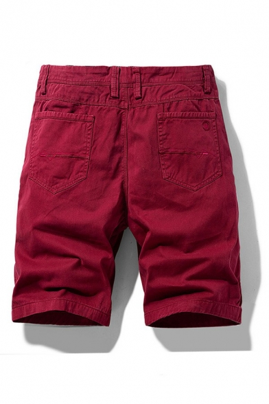 Modern Shorts Plain Zip Closure Pocket Detail Mid Rise Shorts for Men