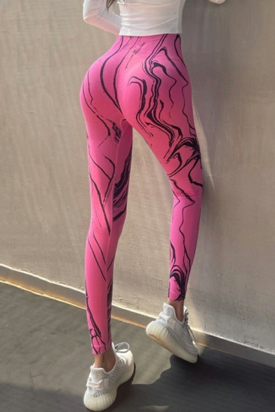 Stylish Womens Leggings Tie-Dye Elastic Waist High Rise Gym Leggings