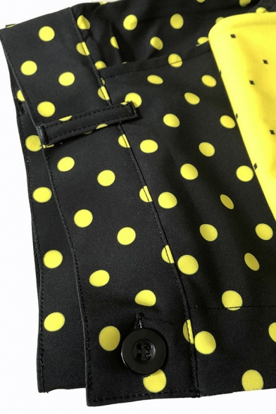 Fancy Pants Polka Dots Print Pocket Mid Rise Full Length Slim Fit Zip Fly Pants for Men