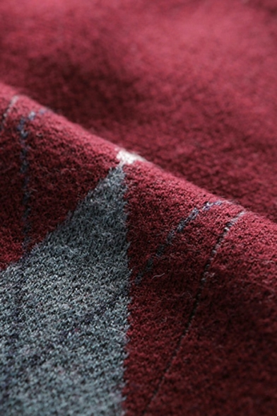 Modern Sweater Vest Diamond Print V-Neck Regular Fit Knitted Vest for Men