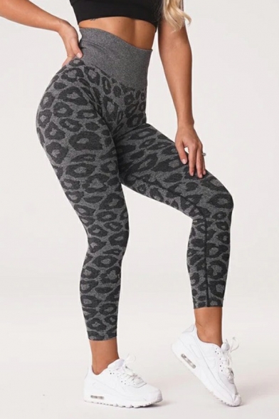 Sexy Womens Leggings Leopard Printed Elastic Waist High Rise Yoga Leggings