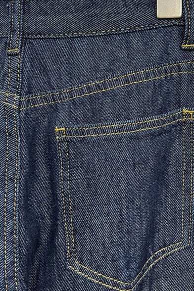 Urban Ladies Jeans Darkwash Blue Zip Fly High Waist Straight Denim Pants