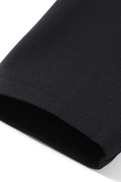 Men's Casual Suit Blazer Plain Long-Sleeved Lapel Collar Open Front Pocket Detail Suit Blazer in Black