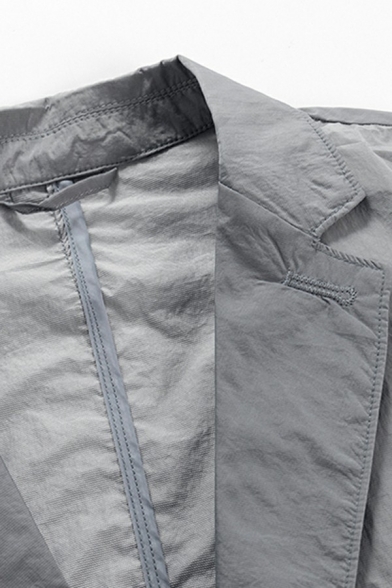 Men's Casual Suit Blazer Plian Lapel Collar Button Closure Pocket Detail Suit Blazer