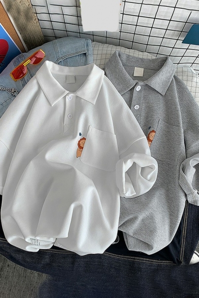 Casual Womens Polo Shirt Turn Down Collar Lion Pattern Half Sleeve Oversized Polo Shirt