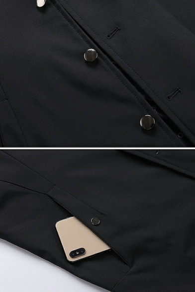 Men Leisure Coat Pure Color Lapel Collar Long-Sleeved Regular Single Breasted Trench Coat