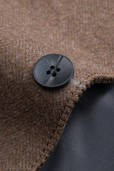 Novelty Men Blazer Plain Pocket Design Lapel Collar Long Sleeve Slim Button-up Suit Blazer
