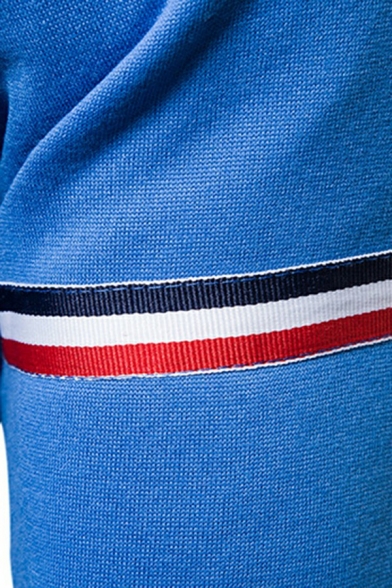 Cool Guy's Jacket Contrast Stripe Long Sleeve Slim Zip down Stand Collar Baseball Jacket