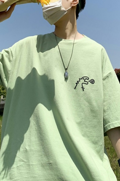 Men's Dashing T-Shirt Cartoon Print Half Sleeve Round Neck Loose Fit T-Shirt