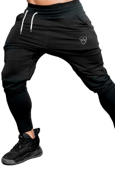 Men Workout Pants Whole Colored Skinny Side Pocket Long Length Drawcord Waist Pants