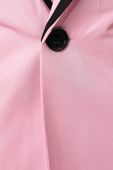 Popular Suit Contrast Trim Flap Pocket Lapel Collar Slimming Button Up Suit for Men