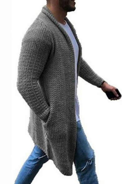 Creative Boy's Plain Cardigan Shawl Collar Long Sleeve Regular Fit Button Down Cardigan