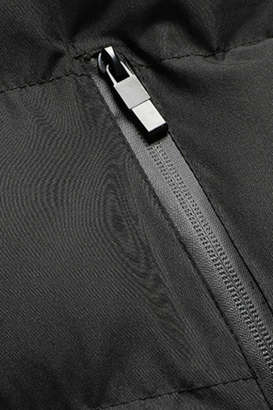 Fancy Boy's Vest Solid Color Pocket Detailed Regular Sleeveless Zipper Stand Collar Vest