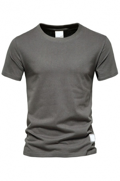 Men's Simple T-Shirt Solid Color Round Neck Short Sleeve Regular Fit T-Shirt