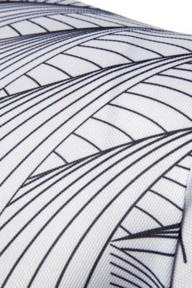 Urban Guys Polo Shirt Stripe Print Button Slimming Short-sleeved Polo Shirt