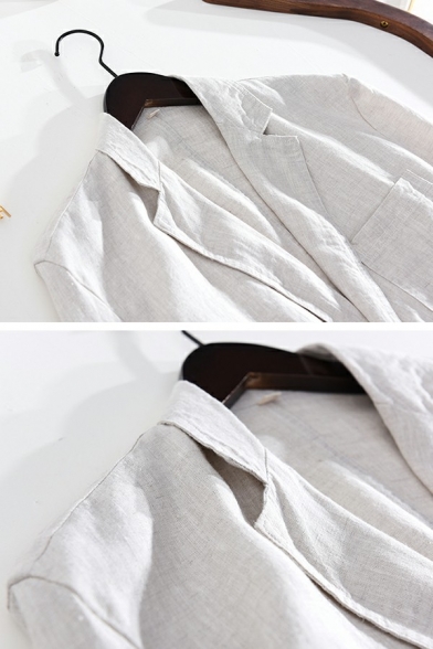 Men's Leisure Suit Blazer Pure Color Lapel Collar Button Closure Pocket Detail Suit Blazer