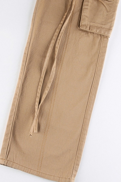 Street Look Denim Pants Plain High Rise Zipper Fly Long Straight Pants for Women