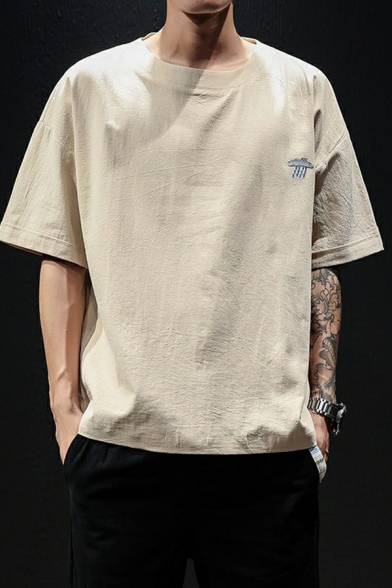 Men's Casual T-Shirt Rain Pattern Half Sleeve Round Neck Regular Fit T-Shirt