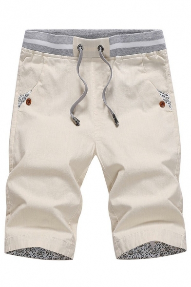 Popular Mens Shorts Color Block Drawstring Waist Mid Rise Regular Fit Shorts with Pocket