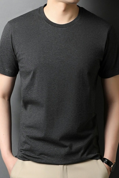 Basic T-Shirt Plain Round Neck Short Sleeve T-Shirt for Guys