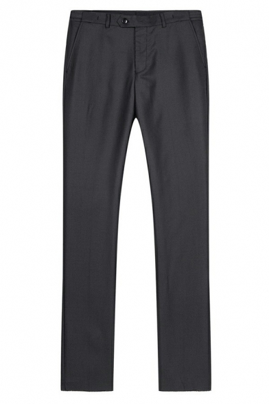 Men Dashing Grey Suit Set Plain Lapel Collar Single Button Pocket Detail Blazer and Pants Suit Set