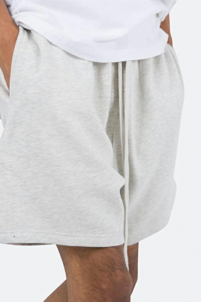 Casual Mens Shorts Plain Drawstring Waist Mid Rise Side Pockets Sweat Shorts