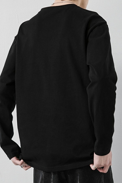 Stylish Sweatshirt Pure Color Crew Neck Long-Sleeved Sweatshirt for Men
