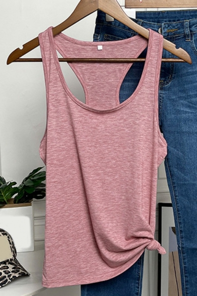Classic Womens Tank Solid Color Scoop Neck Tank Top