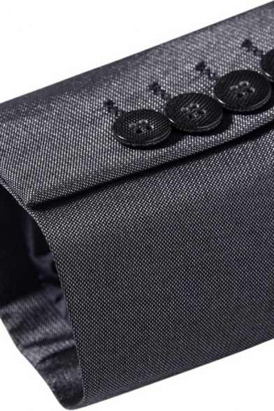 Men Leisure Suit Set Plain Lapel Collar Button Closure Pocket Detail Blazer and Pants Suit Set in Grey
