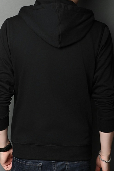 Fashion Plain Hoodie Drawstring Pocket Long-Sleeved Regular Hooded Zip down Hoodie for Men
