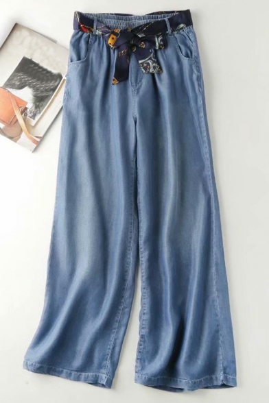 Popular Jeans Whole Colored Lace-up Baggy Long Length Pocket Zip Fly Jeans