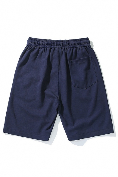 Stylish Mens Shorts Pure Color Drawstring Waist Mid Rise Regular Fit Shorts
