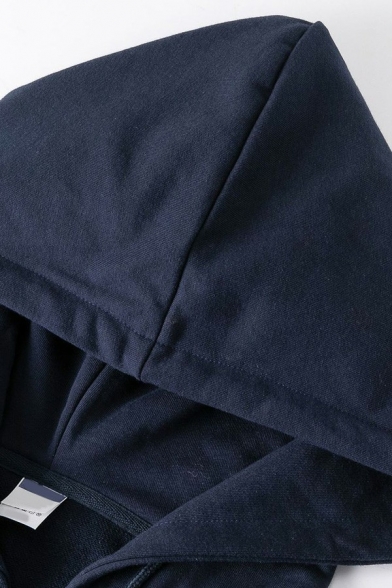 Modern Mens Drawstring Hoodie Plain Long Sleeve Zip Closure Pocket Detail Regular Fit Hoodie