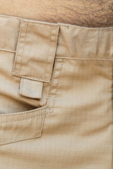 Simple Mens Cargo Shorts Plain Button Placket Mid Rise Regular Fit Cargo Shorts with Pocket