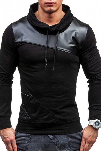 Freestyle Hoodie Contrast Color Long Sleeves Slimming Hooded Drawcord Hoodie for Boys