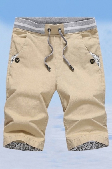 Popular Mens Shorts Color Block Drawstring Waist Mid Rise Regular Fit Shorts with Pocket