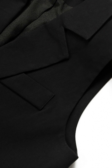 Chic Womens Vest Notched Lapel Collar Pure Color Single Button Loose Fit Suit Vest