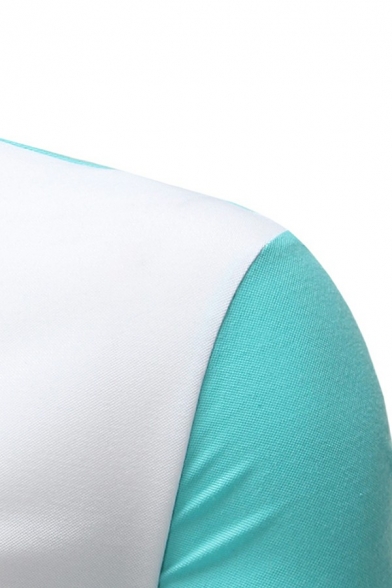 Casual Mens Polo Shirt Contrast Color Button Detail Turn-down Collar Polo Shirt