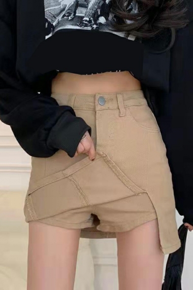 Sexy Ladies Denim Skirt Zipper Down Split Detail A-Line Mini Skirt