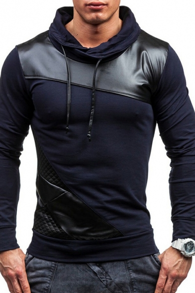Freestyle Hoodie Contrast Color Long Sleeves Slimming Hooded Drawcord Hoodie for Boys