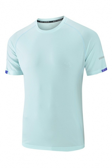 Sporty Men's T-Shirt Plain Round Neck Short Sleeve Quick Dry T-Shirt