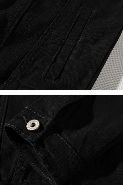 Vintage Guys Denim Jacket Plain Button Closure Pocket Detail Spread Collar Denim Jacket