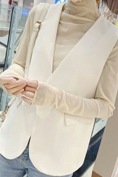 Leisure Womens Vest Solid Color Single Button Deep V Neck Suit Vest